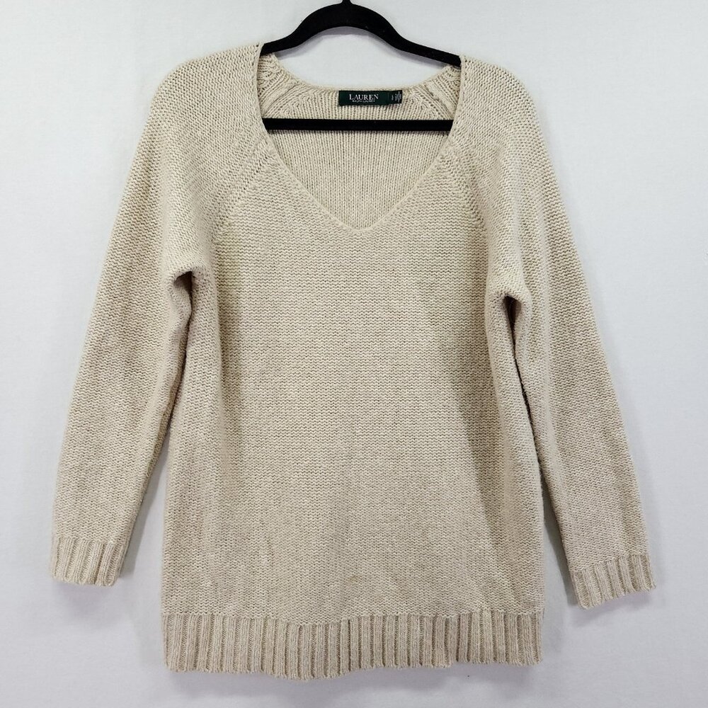 Lauren Ralph Lauren Womens Minimalist Beige Sweater Size Large Resort Quiet Lux